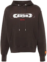 Heron Preston Coffee Brown Logo Print Hoodie HMBB024F23JER0066001 Heron Preston Coffee Brown Logo Print Hoodie HMBB024F23JER0066001