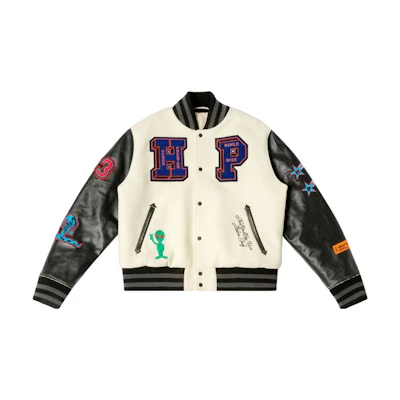 Heron Preston Color Block Logo Print Long Sleeve Jacket Beige HMEK001F23FAB0010425