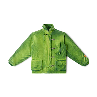 Heron Preston Distressed Canvas Fireman High Neck Jacket Green FW23 HMEA085F23FAB0025500