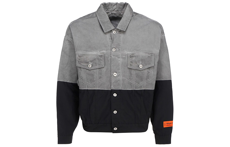 HERON PRESTON Fashion Patchwork Denim Jacket Grey/Black HMYE009R21DEN0016000