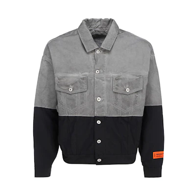 HERON PRESTON Fashion Patchwork Denim Jacket Grey/Black HMYE009R21DEN0016000