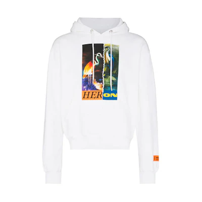 HERON PRESTON FW21 Animal Print Hoodie White Pullover. HMBB021F21JER0010122