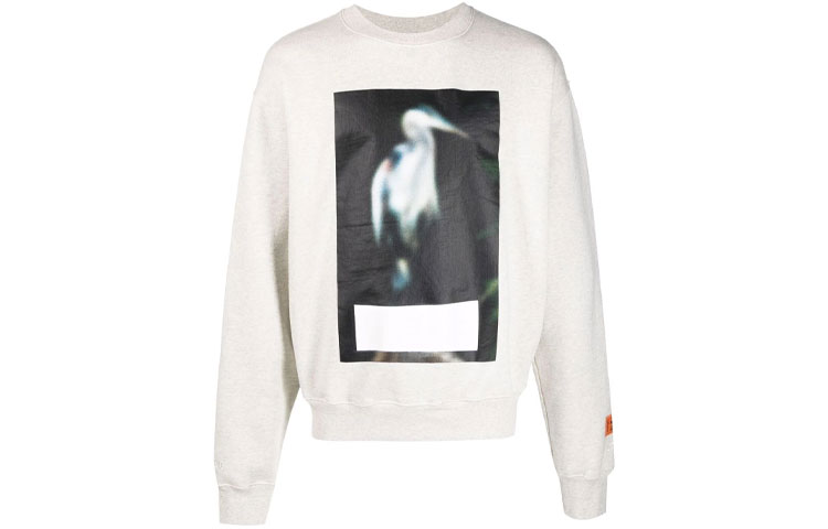 Heron Preston FW21 Animal Print Oversized Pullover Hoodie Grey () HMBA016F21JER001-0805