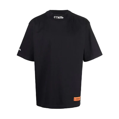 HERON PRESTON FW21 Black Alphabet Embroidered Short-Sleeve Tee . HMAA021F21JER0021001