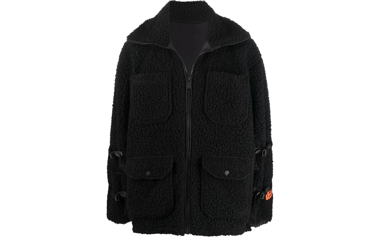 Heron Preston FW21 Black Fleece Zip-Up Jacket HMEA067F21FAB0011000