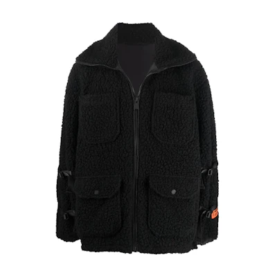 Heron Preston FW21 Black Fleece Zip-Up Jacket HMEA067F21FAB0011000