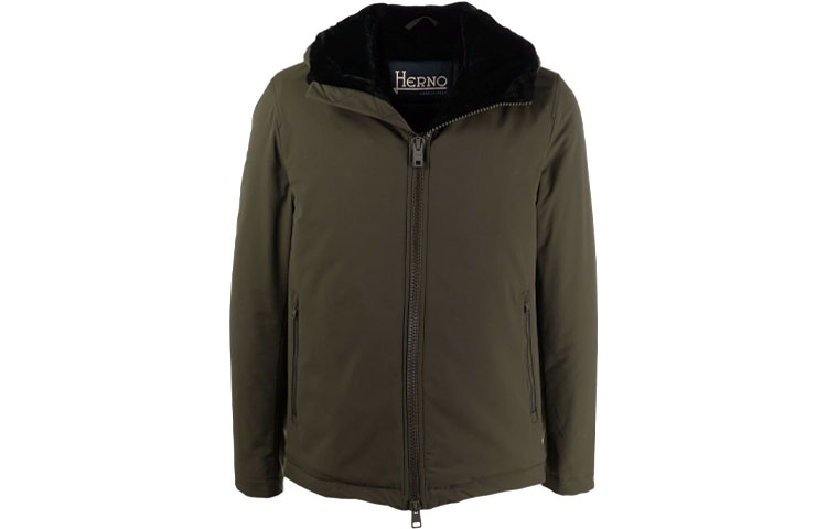 Heron Preston FW21 Faux Fur Lined Khaki Hooded Jacket Men GI0232U123437755