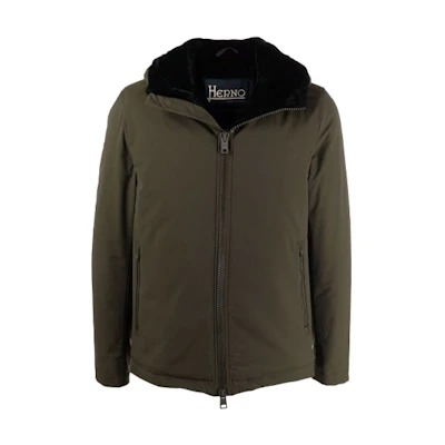 Heron Preston FW21 Faux Fur Lined Khaki Hooded Jacket Men GI0232U123437755
