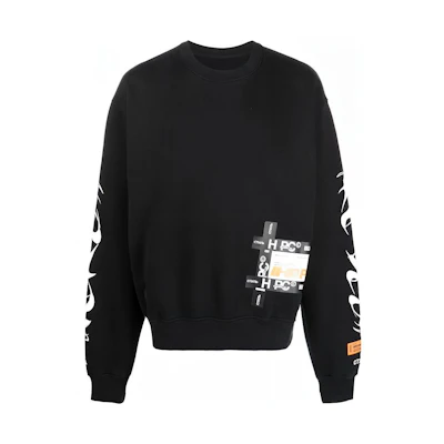 HERON PRESTON FW21 Graphic Print Black Long Sleeve Sweatshirt Men. HMBA016F21JER0051001