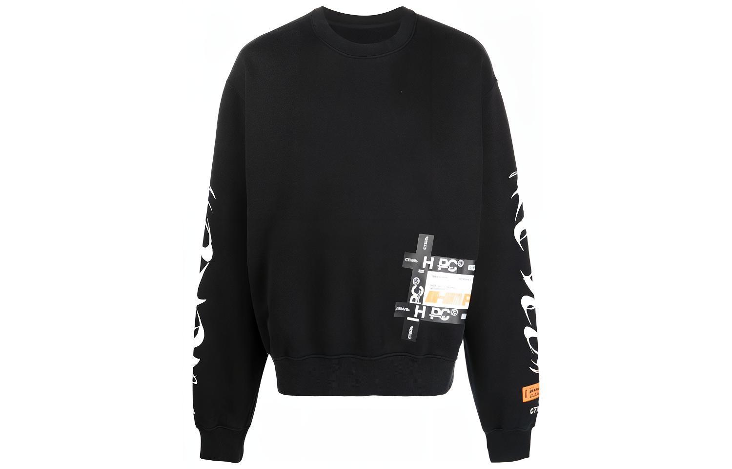 Order HERON PRESTON FW21 Sweater Hitam Lengan Panjang Pria dengan Desain Grafis. HMBA016F21JER0051001