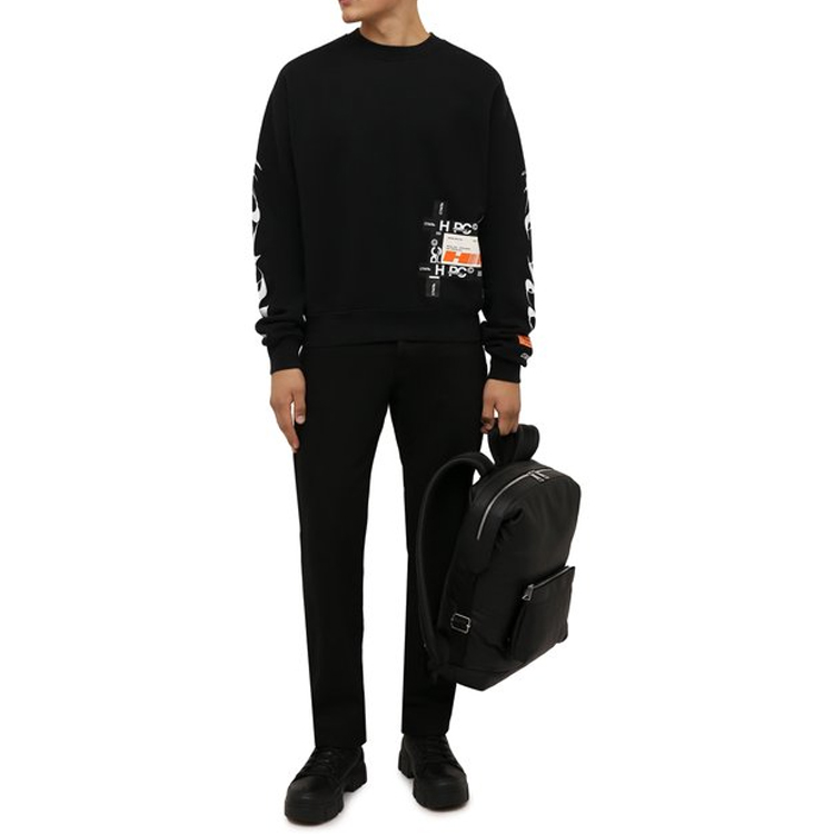 Details for HERON PRESTON FW21 Sweater Hitam Lengan Panjang Pria dengan Desain Grafis. HMBA016F21JER0051001