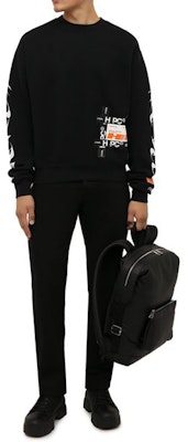 HERON PRESTON FW21 Sweater Hitam Lengan Panjang Pria dengan Desain Grafis. HMBA016F21JER0051001 Details for HERON PRESTON FW21 Sweater Hitam Lengan Panjang Pria dengan Desain Grafis. HMBA016F21JER0051001