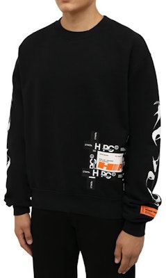 HERON PRESTON FW21 Sweater Hitam Lengan Panjang Pria dengan Desain Grafis. HMBA016F21JER0051001 Sizing HERON PRESTON FW21 Sweater Hitam Lengan Panjang Pria dengan Desain Grafis. HMBA016F21JER0051001