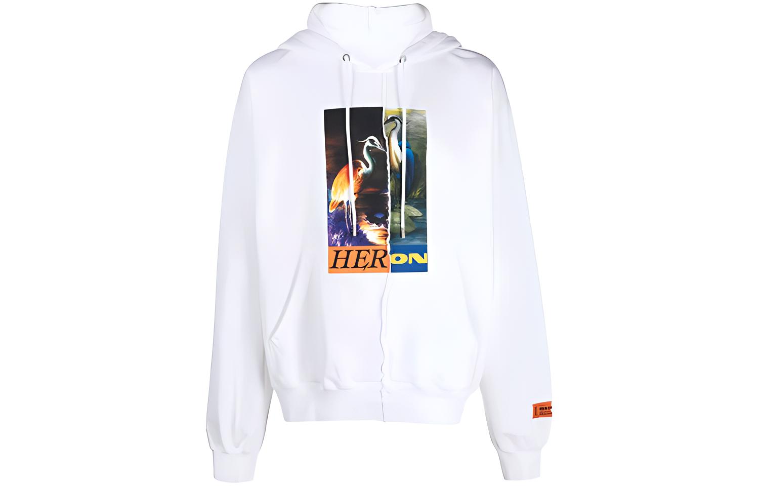 Heron Preston FW21 Graphic Print Hoodie White - Long Sleeve HMBB021F21JER0020122