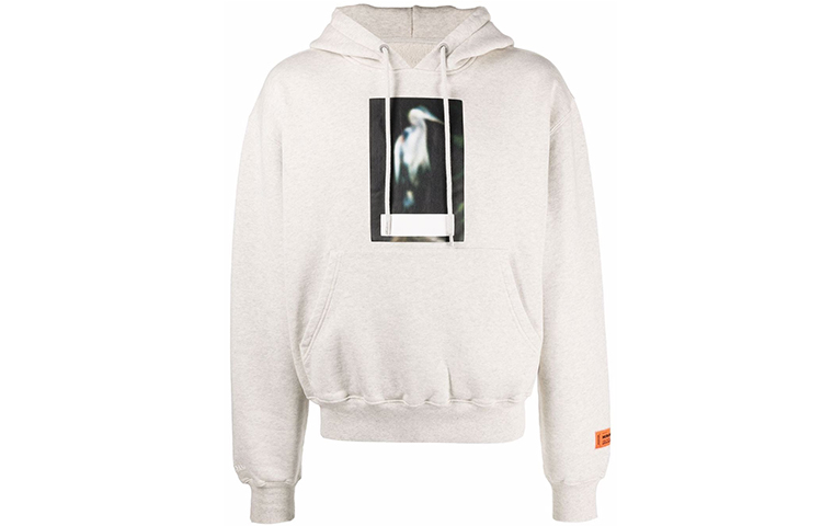 Heron Preston FW21 Heron Print Cotton Hoodie Grey - HMBB017F21JER0010805