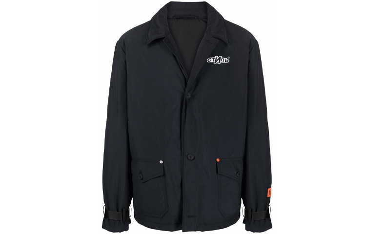 Heron Preston FW21 Letter Print Coach Jacket Black Outerwear HMEM005F21FAB0011001