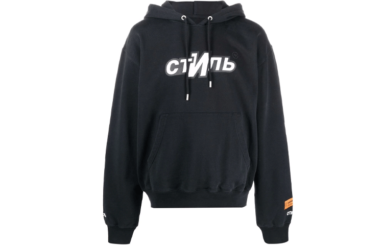 Heron Preston FW21 Letter Print Pullover Hoodie Black HMBB017F21JER0101001