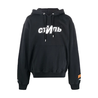Heron Preston FW21 Letter Print Pullover Hoodie Black HMBB017F21JER0101001