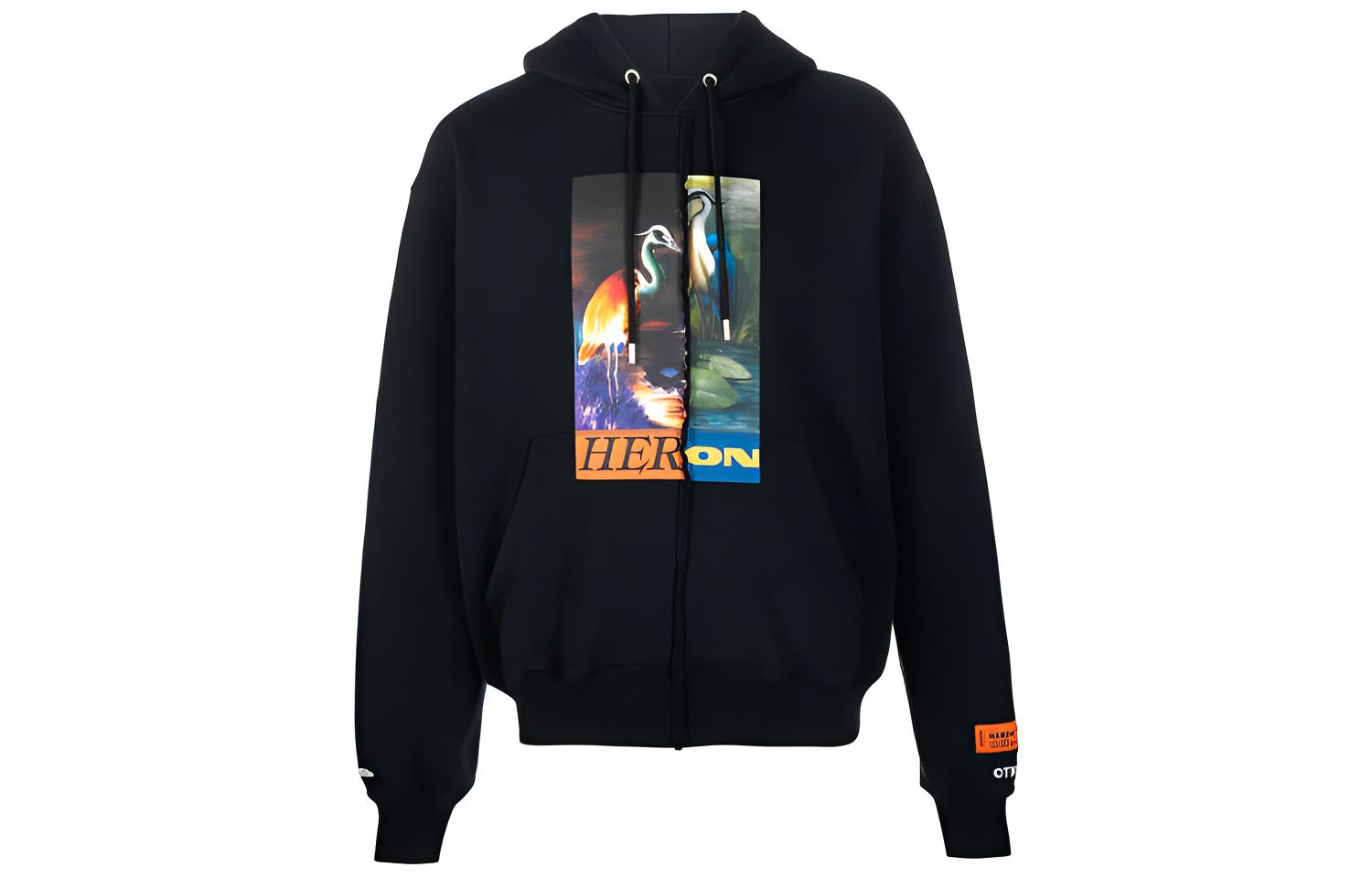Heron Preston FW21 Logo Print Hoodie Black () HMBB021F21JER0011022