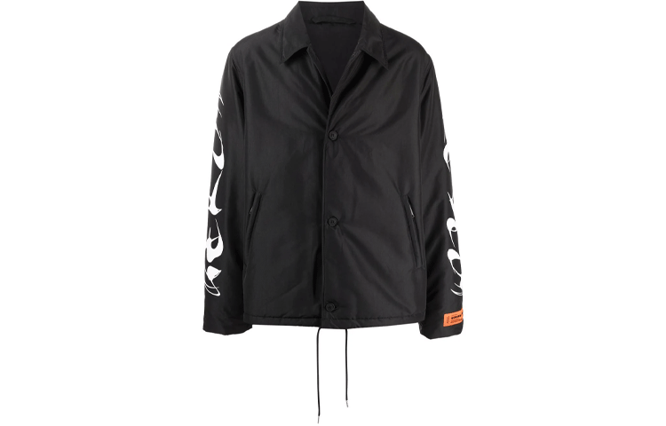 Heron Preston FW21 Logo Print Long Sleeve Jacket Black HMEM004F21FAB0011001