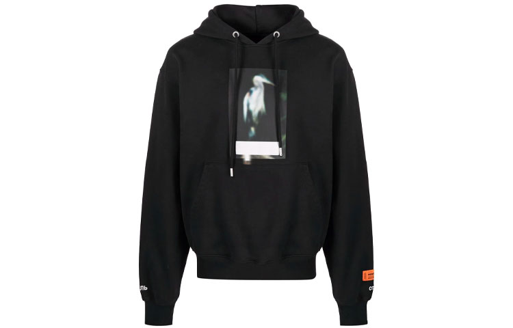 Heron Preston FW21 Solid Color Graphic Print Hoodie Black HMBB017F21JER0061005