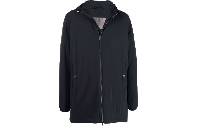 Heron Preston FW21 Solid Zip Hoodie Jacket Navy Blue () PA008UR12387S9280