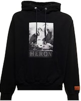 HERON PRESTON FW22 Black Logo Print Drawstring Hoodie. HMBB024F22JER0121010 HERON PRESTON FW22 Black Logo Print Drawstring Hoodie. HMBB024F22JER0121010
