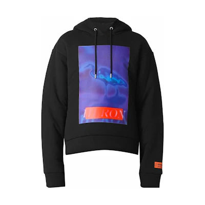 Heron Preston FW22 Black Hoodie with Front Graphic Print for Men HMBB025F22JER0011046