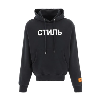 HERON PRESTON FW22 Black Letter Print Oversized Hoodie Casual Sweatshirt. HMBB024C99JER0021001