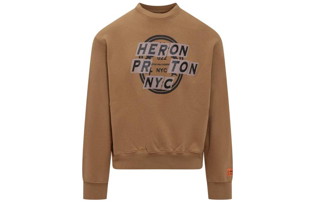 Heron Preston FW22 Brown Letter Print Crewneck Pullover Sweatshirt Casual HMBA020F22JER0086401
