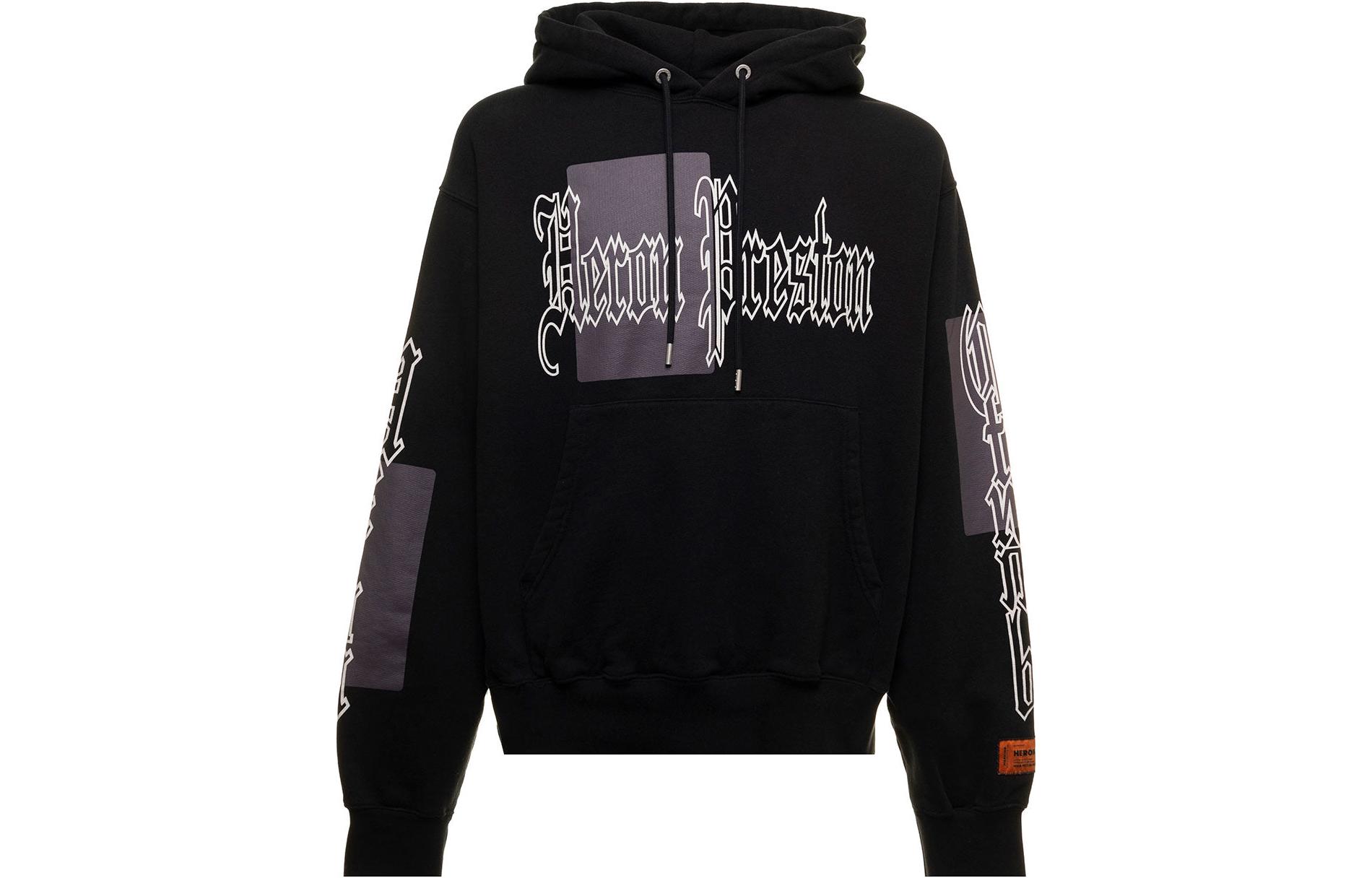 Heron Preston FW22 Colorblock Logo Print Hoodie Black Hoodie HMBB024F22JER0021009