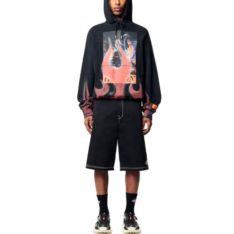 Shop Heron Preston FW22 黑色圖案長袖衛衣 男裝 HMBB024S23JER0071025