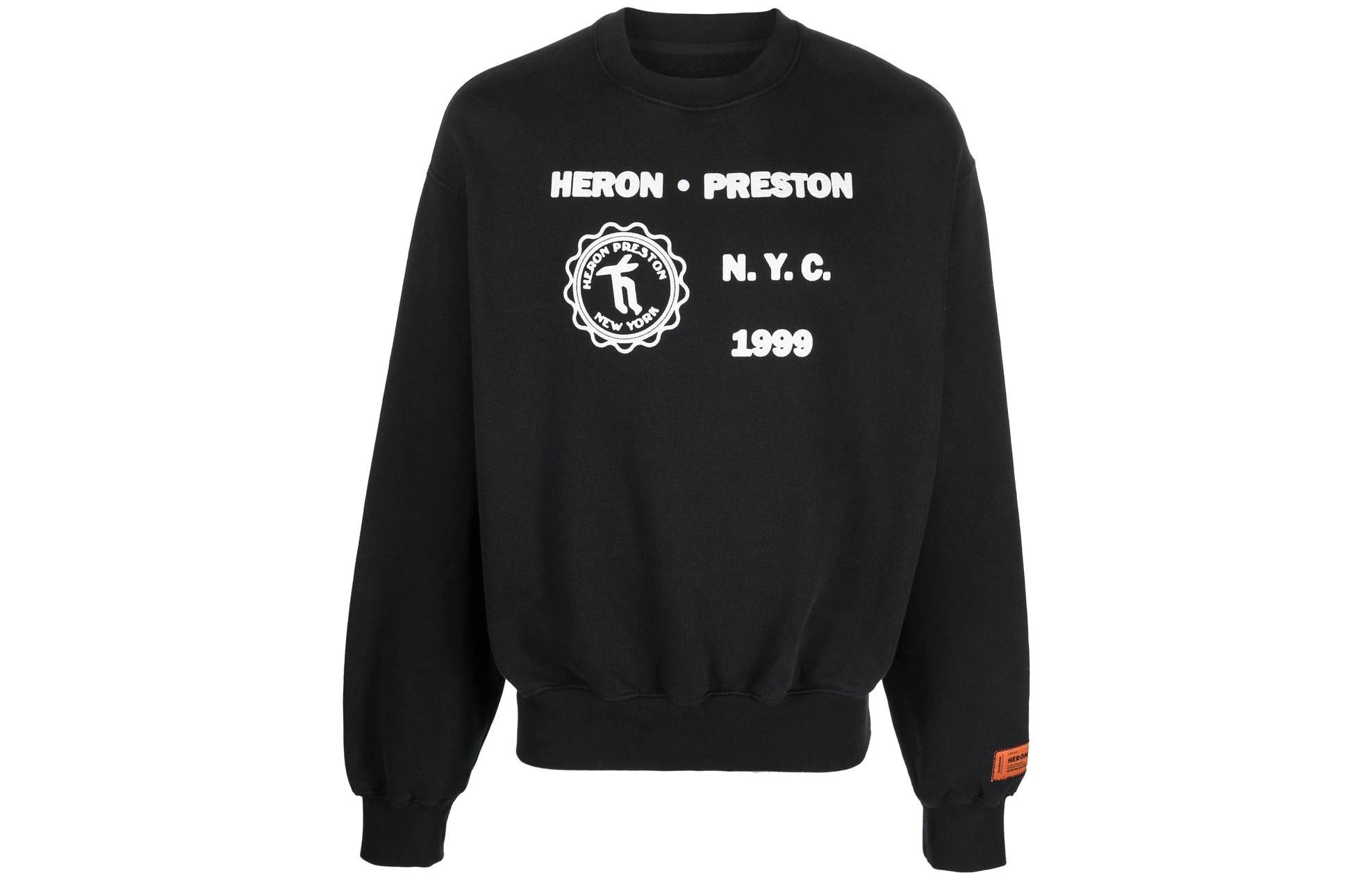 Heron Preston FW22 Letter Print Crewneck Sweatshirt Black HMBA020F22JER0051001