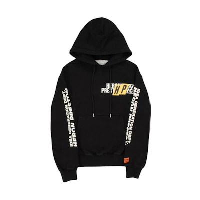 Heron Preston FW22 Letter Print Drawstring Hoodie Black HMBB024F22JER0101001