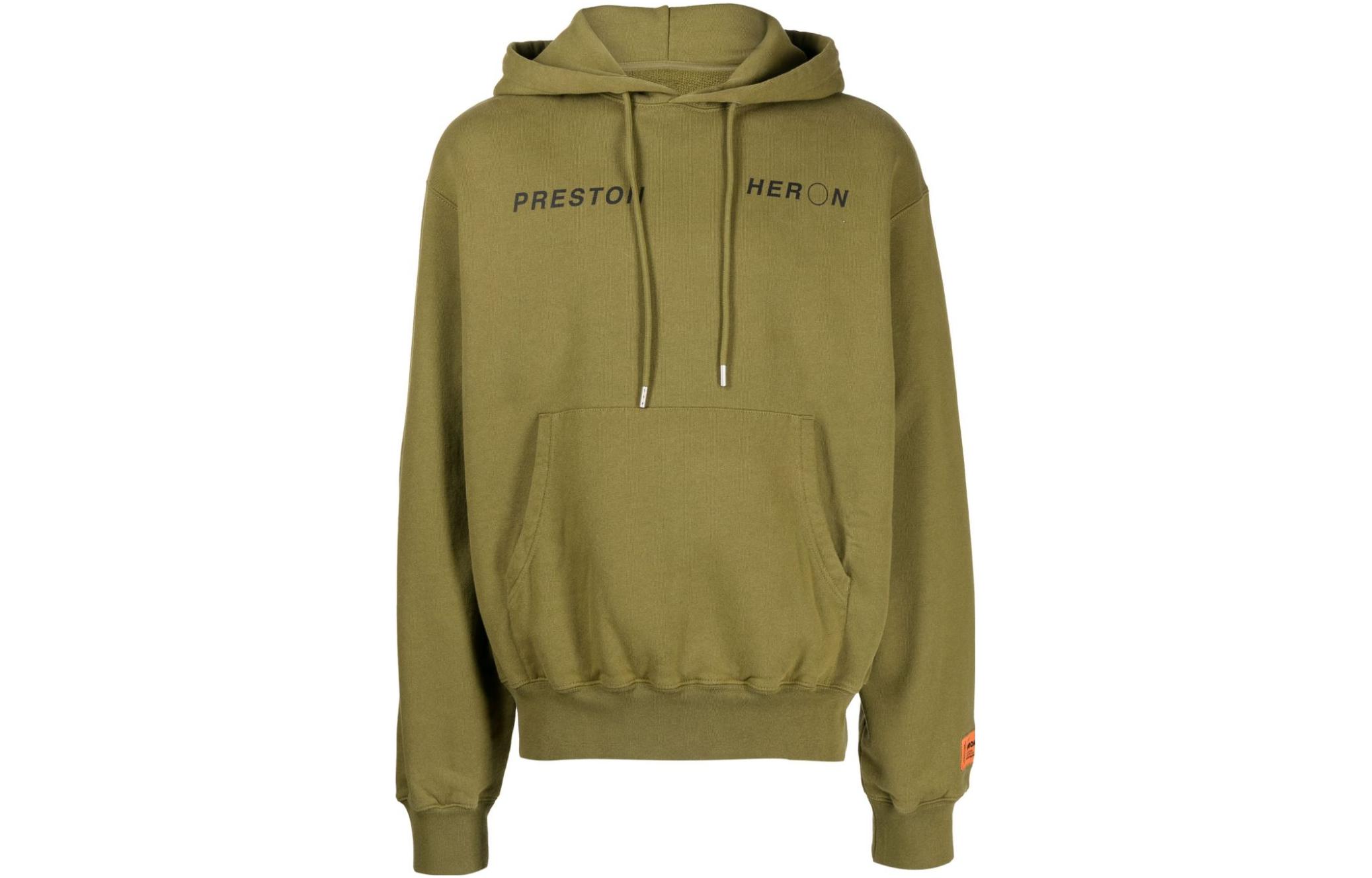 Heron Preston FW22 Letter Print Pullover Hoodie Green () HMBB024F22JER0075510