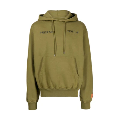Heron Preston FW22 Letter Print Pullover Hoodie Green () HMBB024F22JER0075510