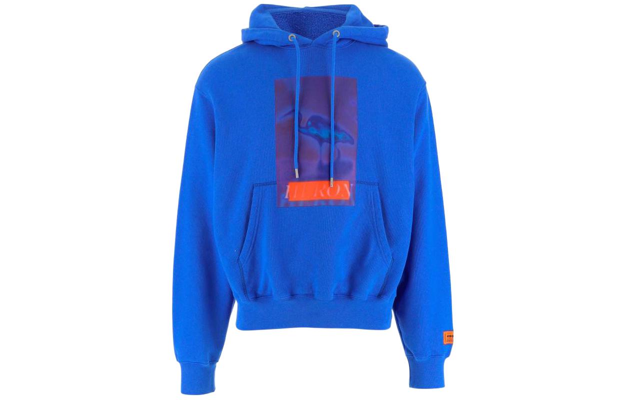 Heron Preston FW22 Logo Print Blue Hoodie Long Sleeve HMBB024F22JER0034546