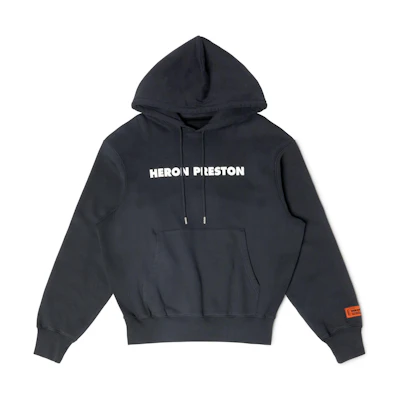 Heron Preston FW22 Logo Print Drawstring Hoodie Navy Blue - HMBB024S23JER0091001