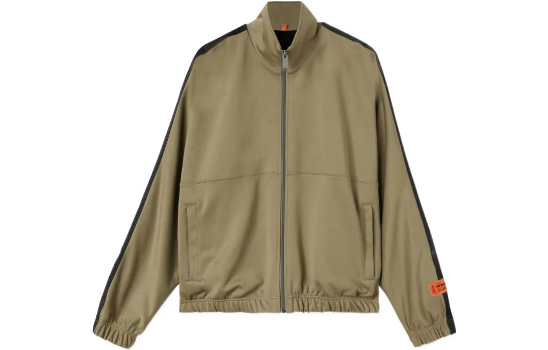Heron Preston FW22 Olive Green Logo Badge High-Neck Jacket for Men HMBD006F22JER0016100