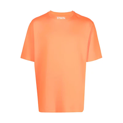 HERON PRESTON FW22 Orange Embroidered Logo Short Sleeve T-Shirt Mens. HMAA034C99JER0012201