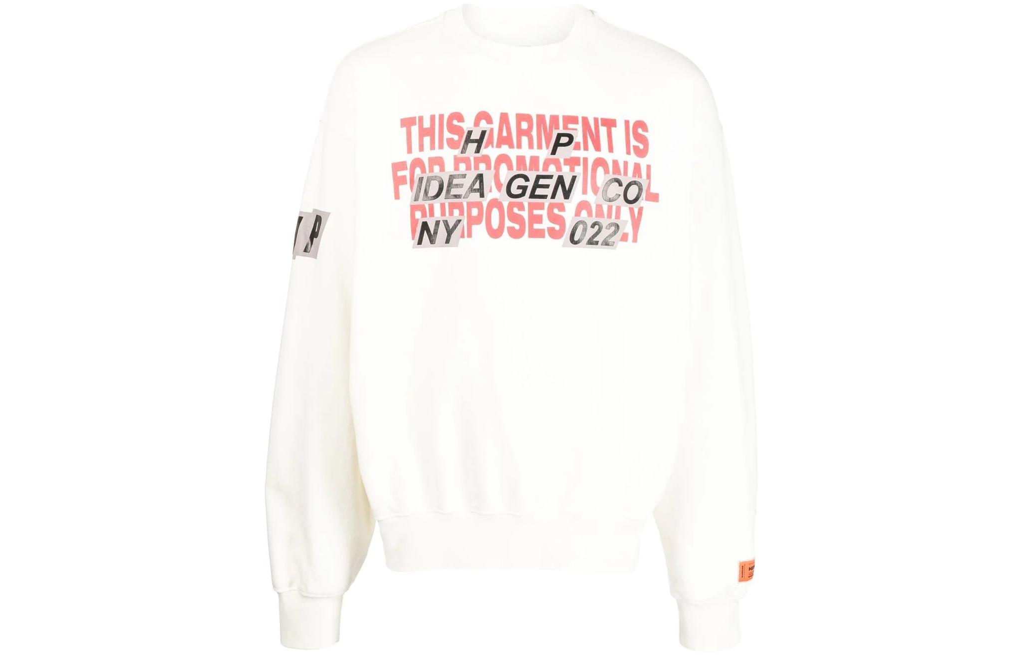 Heron Preston FW22 Slogan Print Crewneck Long Sleeve Sweatshirt White Men’s HMBA020F22JER0040125