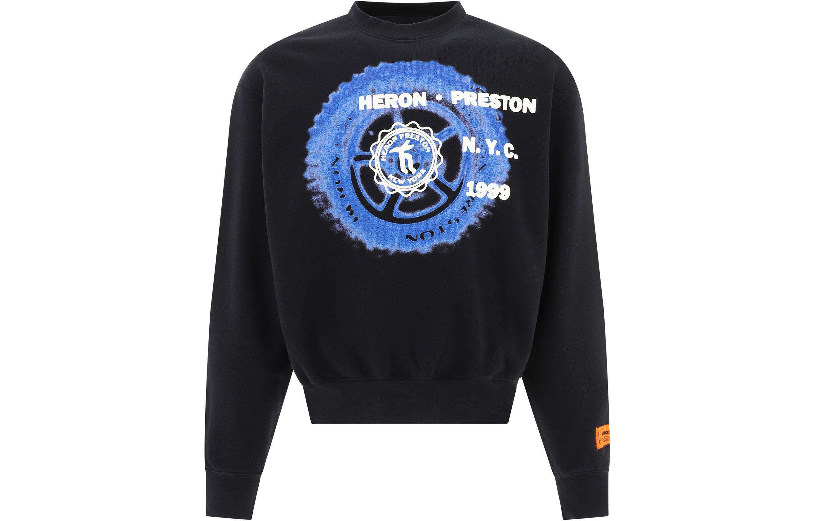 Heron Preston FW22 Solid Letter Print Pullover Sweatshirt Black HMBA020F22JER0021040