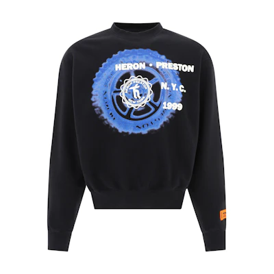 Heron Preston FW22 Solid Letter Print Pullover Sweatshirt Black HMBA020F22JER0021040