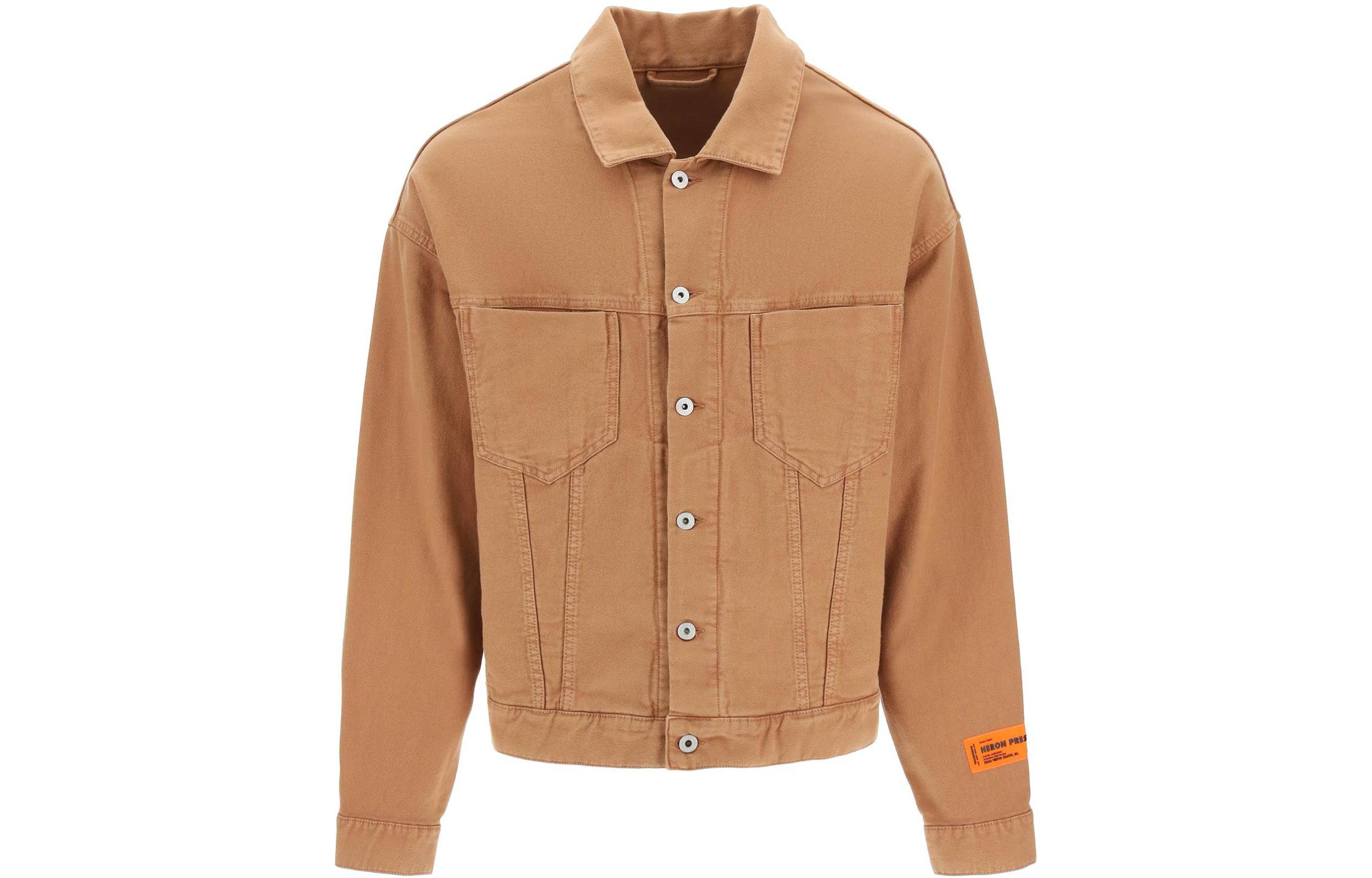 Heron Preston FW22 Solid Pocket Button-Up Jacket Brown Mens HMYE011F22FAB0016400