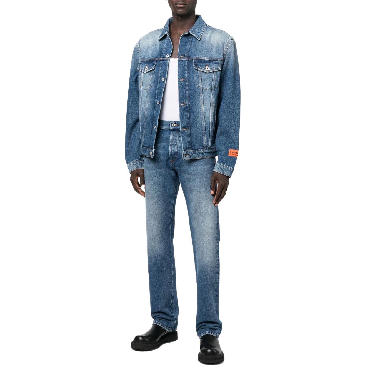 Lookbook HERON PRESTON FW22 Straight Fit Logo Denim Jeans Blue HMYA010F22DEN0024000