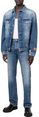 HERON PRESTON FW22 Straight Fit Logo Denim Jeans Blue HMYA010F22DEN0024000 Lookbook HERON PRESTON FW22 Straight Fit Logo Denim Jeans Blue HMYA010F22DEN0024000