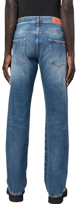 HERON PRESTON FW22 Straight Fit Logo Denim Jeans Blue HMYA010F22DEN0024000 Shop HERON PRESTON FW22 Straight Fit Logo Denim Jeans Blue HMYA010F22DEN0024000