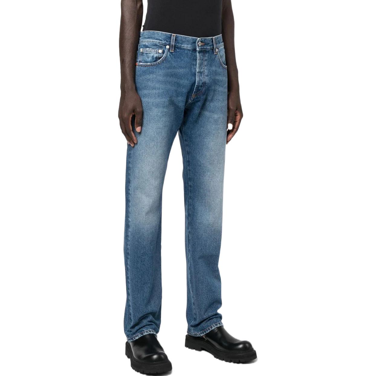 Purchase HERON PRESTON FW22 Straight Fit Logo Denim Jeans Blue HMYA010F22DEN0024000