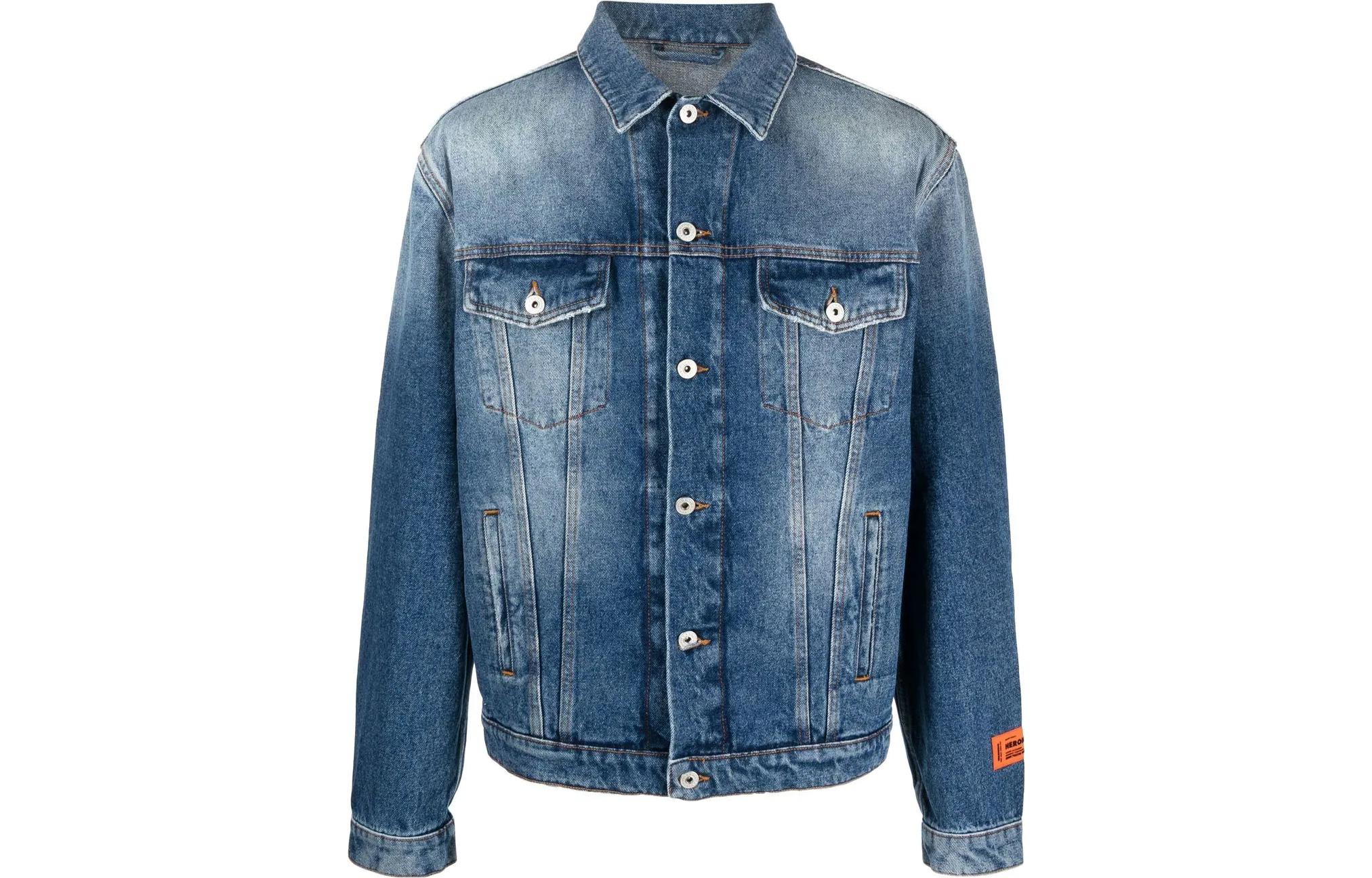 Heron Preston FW22 Washed Logo Patch Denim Jacket Fall Blue HMYE012F22DEN0024000