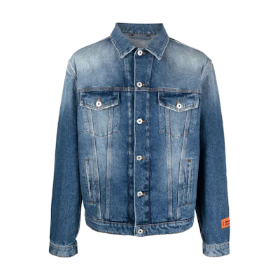 Heron Preston FW22 Washed Logo Patch Denim Jacket Fall Blue HMYE012F22DEN0024000